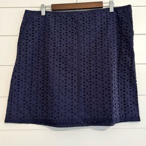 Ann Taylor LOFT Navy Blue Eyelet Mini Skirt 16 NWT